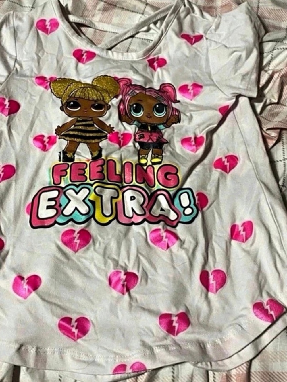 L.O.L. Surprise! Feeling Extra Graphic Tee! Pink & White Girls 6